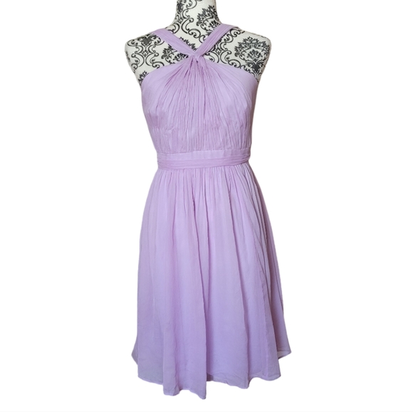 J. Crew Sinclair silk chiffon lavender halter dress size 4 - Picture 1 of 14
